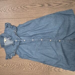 Kids Denim Ruffle Sleeves Buttons Dress, Size 130, Size 7-8